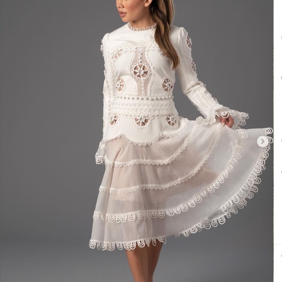 Front Row Dresses & Skirts - White Dress with beautiful detailing